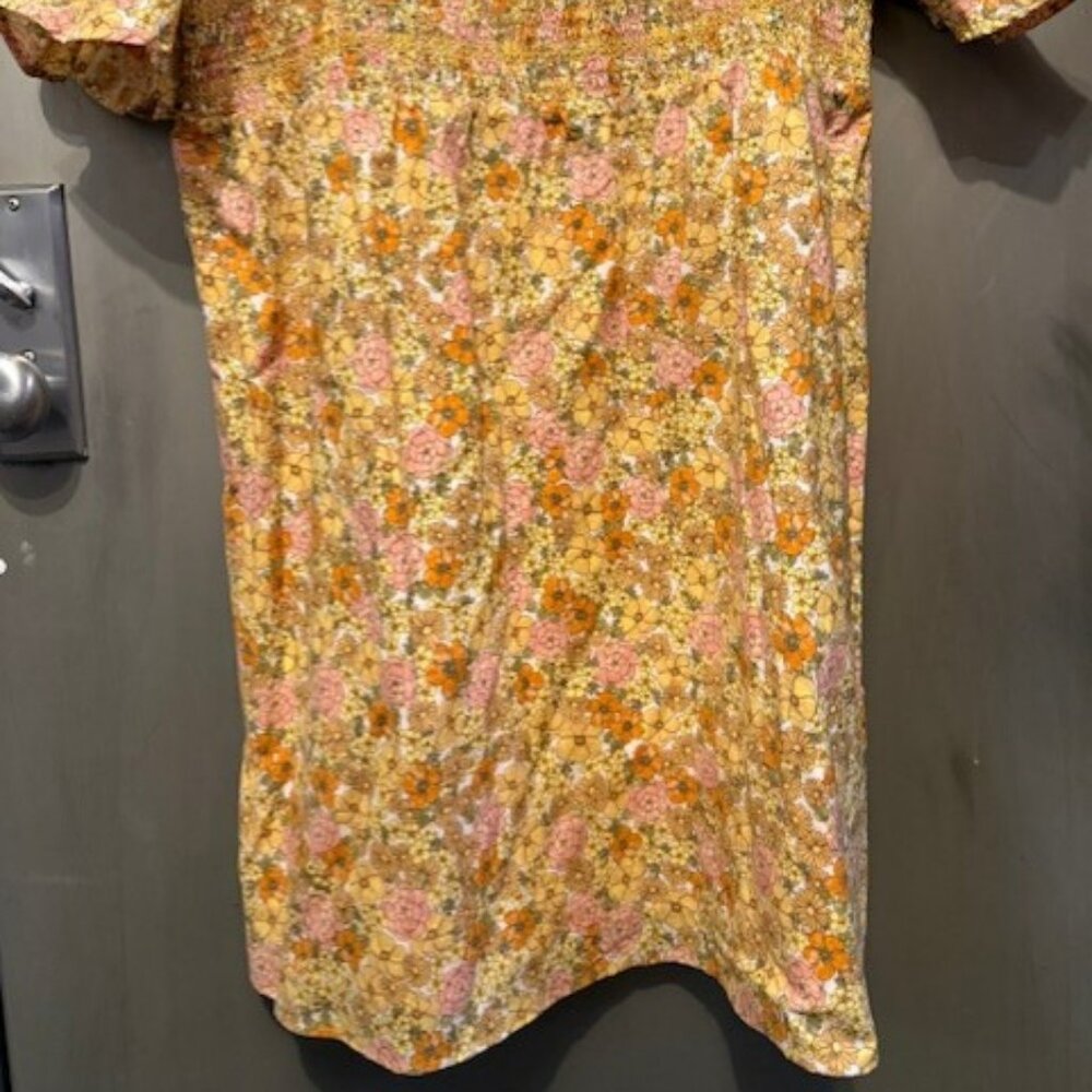 Retro & Other Stories cotton floral printed smock mini dress in multi - Picture 10 of 16